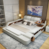 榻榻米皮床 真皮床卧室床双人床1.8米简约现代软床家具婚床软体床