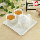 日式陶瓷茶杯茶壶浮雕田园花茶杯托盘简约下午茶茶具套装外贸出口
