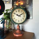 包邮美式乡村复古铁艺小鸟座钟摆件客厅卧室时钟装饰创意个性道具