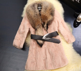 大狐狸毛领浪漫新款式修身时尚中长獭兔毛皮草大衣超值特价T0612