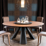 实木大圆桌客厅餐桌椅组合美式乡村餐台 现代简约圆形餐桌吃饭桌