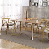 北欧创意原木胡桃木色餐桌组合1.6M 日式餐桌椅组合实木餐桌宜家