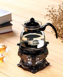 花茶壶套装不锈钢过滤网玻璃耐高温泡茶器户外茶炉酒精炉茶具套装