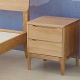 筑木日式白橡木纯全实木环保床头柜卧室家具储物柜二斗柜新品