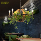 美式简约空中盆栽种植花盆植物吊灯音乐餐厅室内阳台生态实木灯具