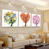无框画装饰画 沙发现代简约 客厅挂画卧室玄关 三联画 幸福发财树