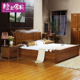 胡桃木全实木床1.8米成人中式单双人床气压高箱体储物1.5家具婚床