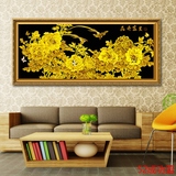 【佳彩天颜】炫金数字油画diy 客厅花卉大幅画 金色牡丹花开富贵