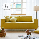 涵客家居出口现代简约北欧复古可拆洗客厅布艺三人黄色沙发特价