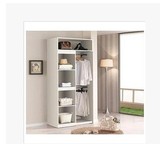 宜家实木白色简易布衣柜 时尚衣橱 置物柜 推拉门 折叠 移门