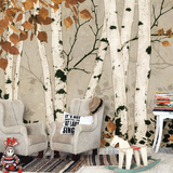 大型壁画 电视沙发客厅卧室背景墙纸壁画 田园风格日式白桦树壁纸