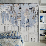 欧式唯美地中海城堡个性创意壁纸电视客厅卧室艺术墙纸定制壁画