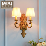 欧式奢华古典壁灯美式客厅个性双头壁灯水晶壁灯纯铜卧室壁灯
