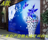 大型3d古典蓝色牡丹花青花瓷电视背景墙壁纸客厅卧室中式无缝壁画