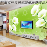 大型3d梦幻绿色百合花朵电视背景墙壁纸墙纸客厅卧室整张无缝壁画