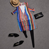 安妮欧洲站2016夏装新款欧货时尚条纹吊带背心修身连衣裙套装女潮