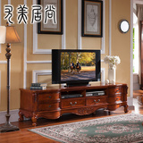 美式实木电视柜1.8米客厅地柜2米矮柜简约复古欧式储物收纳柜卧室