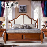 美式全实木真皮床1.8米欧式双人床婚床高箱储物1.5米全真皮软靠床