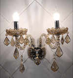 欧式奢华双头干邑色水晶壁灯现代客厅卧室床头高档水晶过道壁灯