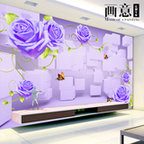 画意 简约花卉玫瑰客厅电视背景墙纸 3D立体卧室无缝大型壁画壁纸