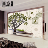 现代简约3D立体手绘大树抽象风格电视背景墙纸客厅壁纸大型壁画