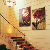楼梯装饰画玄关走廊简欧油画卧室挂画床头壁画现代无框画客厅墙画
