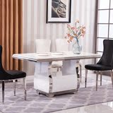 展梵 大理石餐桌现代简约餐桌椅组合储物柜饭桌小户型长方形餐桌
