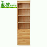 上海全实木家具田园松木书柜简约儿童书柜三抽开放柜实木书橱定做
