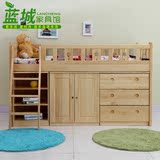 上海定制松木家具实木家具儿童套房家具组合松木半高儿童床1.2米