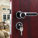 黑色门锁太空铝锁具欧式分体门锁现代室内实木门把手卧室简约把手