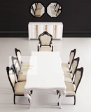 欧式美式乡村实木雕花餐椅餐桌 餐厅会所样板房中小户型布艺餐椅