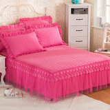 夹棉公主蕾丝床裙 加厚床罩单件冬纯色床单套单双人1.5m1.8米特价