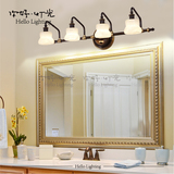 简约欧式镜前灯中式美式全铜镜前灯led黑色浴室卫生间镜柜灯加厚