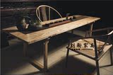 新中式免漆实木茶桌榆木办公茶台实木书桌现代简约样板房工程家具