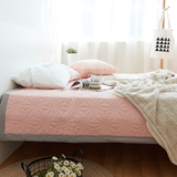 简约可机洗绗缝四季夹棉床盖 北欧纯色撞色床单床垫绗缝被子床单
