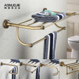 五金卫浴浴室挂件欧式卫生间全铜仿古铜仿古浴巾架美式毛巾架