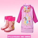 儿童雨鞋橡胶公主粉色女童充气公主书包位雨衣雨鞋雨伞中大童套装