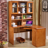 简约现代书桌 实木转角书架书柜台式电脑桌 客厅转角直角组合书柜
