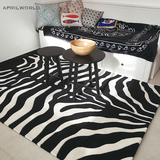 现代简约时尚黑白斑马纹客厅地毯新款沙发茶几卧室床边毯地垫加厚
