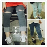CNkids 韩国正品童装代购男女童三色破洞牛仔打底裤 真的是百搭王