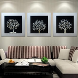 现代简约客厅装饰画三联抽象玛雅画沙发背景墙壁画发财树浮雕挂画