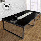 办公家具时尚简约现代欧式钢木架洽谈商务加宽大长桌办公室会议桌