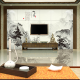 山水情 现代中式瓷砖影视墙 客厅电视背景墙 文化艺术仿古砖壁画