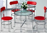 西安圆形餐桌洽谈桌 双层钢化玻璃不锈钢材料时尚简约特价