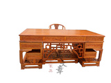 书桌仿古中式实木榆木家具大班桌写字台电脑桌2米办公桌雕花豪华