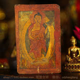 西藏古董 古旧小唐卡 苍老 可裱框 供养 摆件 装置0318(31)