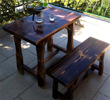 户外庭院桌椅花园阳台桌椅实木碳化防腐桌椅露天休闲桌椅酒吧桌椅