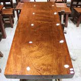 巴花大板实木餐桌红木茶桌 非洲黄花梨大板桌 现货原木茶几书画桌