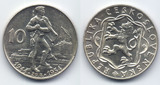 捷克1954年10克朗捷克斯洛伐克起义10周年纪念币一枚好品