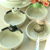 外贸出口日式可爱动物陶瓷餐具汤匙座 碟子 碗 创意